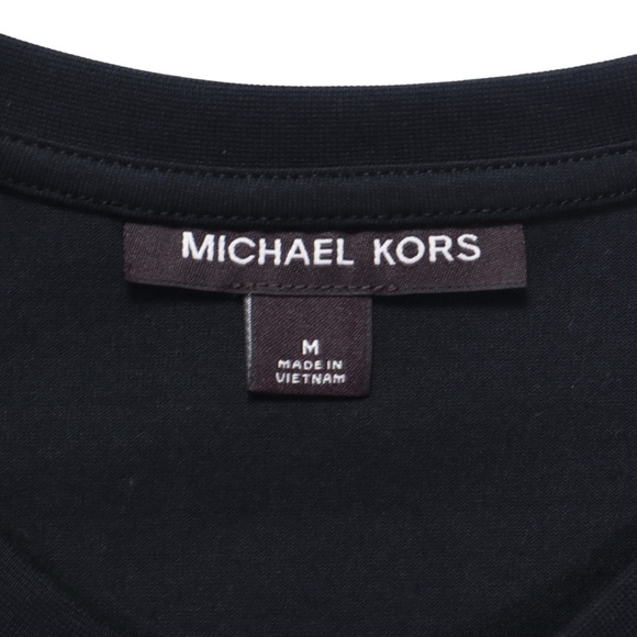 Michael Kors T-shirt Mens Size Medium Embroidered Logo Black Short Sleeve - Picture 8 of 12